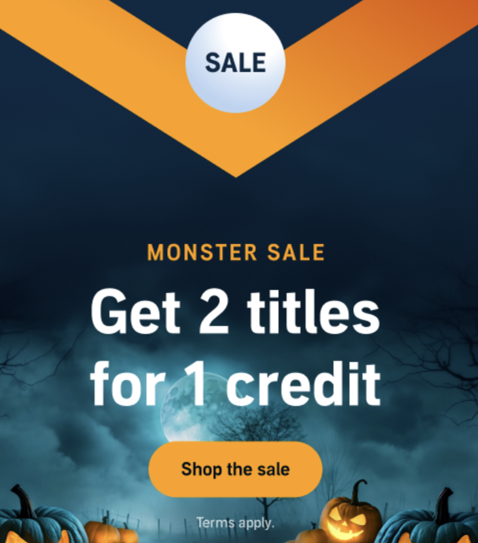 Audible 2-for-1 credit sale is live!